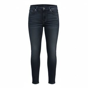Womens Dark Wash Skinny Jeans Mid Rise Stretch Denim Indigo Blue Five Pocket